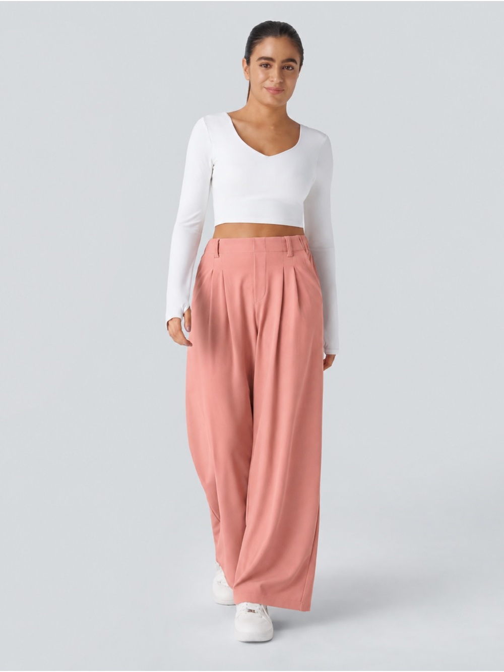 HALARA Relaxed Wide-Leg Work Pants in Rose Blush Size 6